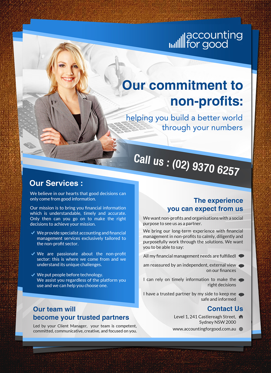 Flyer Design by ESolz Technologies for Accounting For Good | Design #6386173