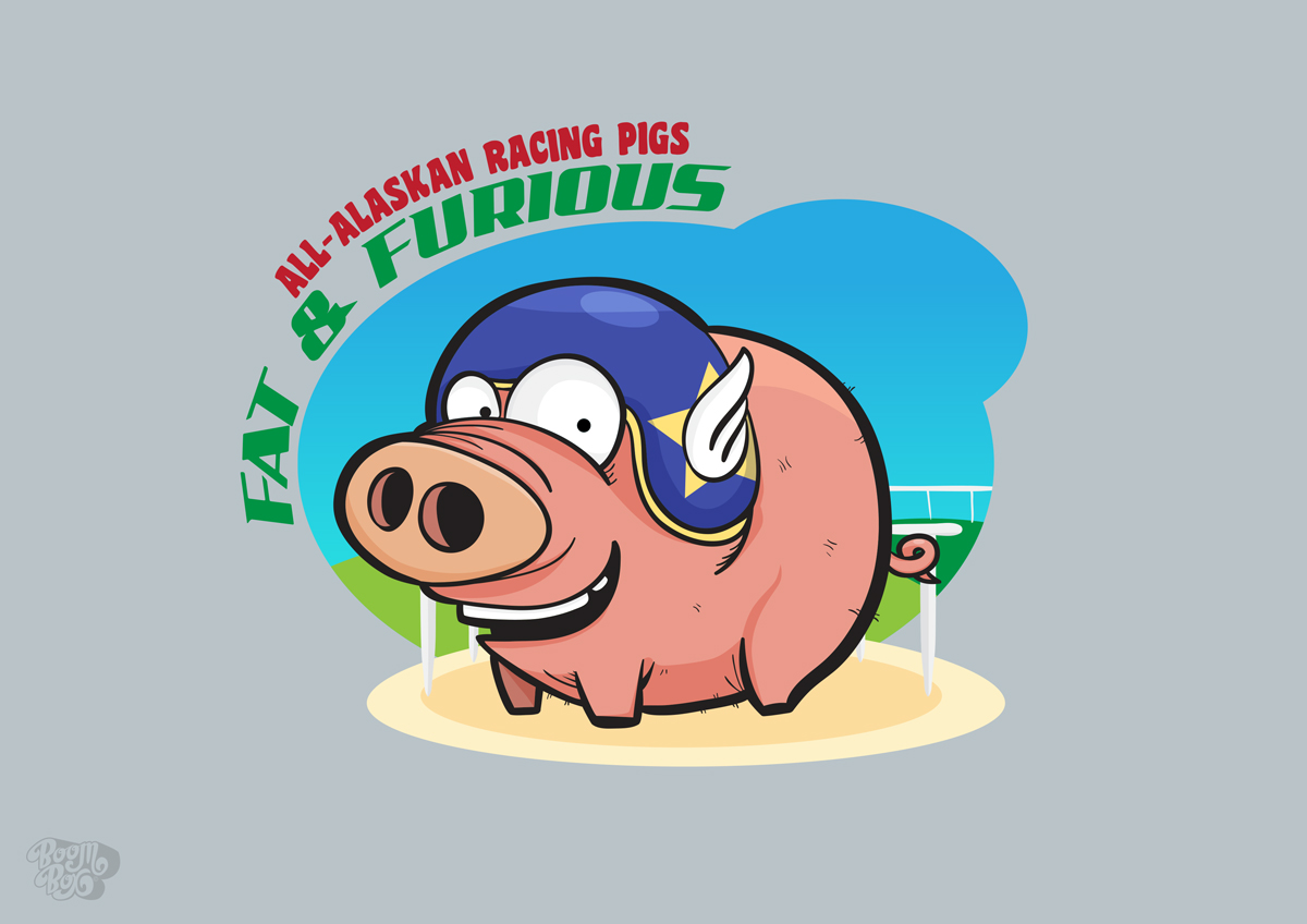 T-shirt Design by BoomBox for All-Alaskan Racing Pigs | Design #6395679