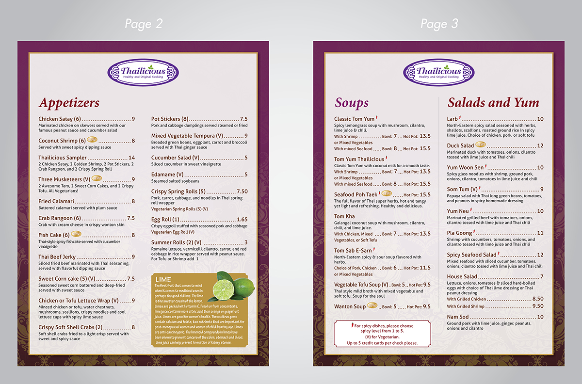Menü-Design von Ekanite für Thailicious | Design #1880579