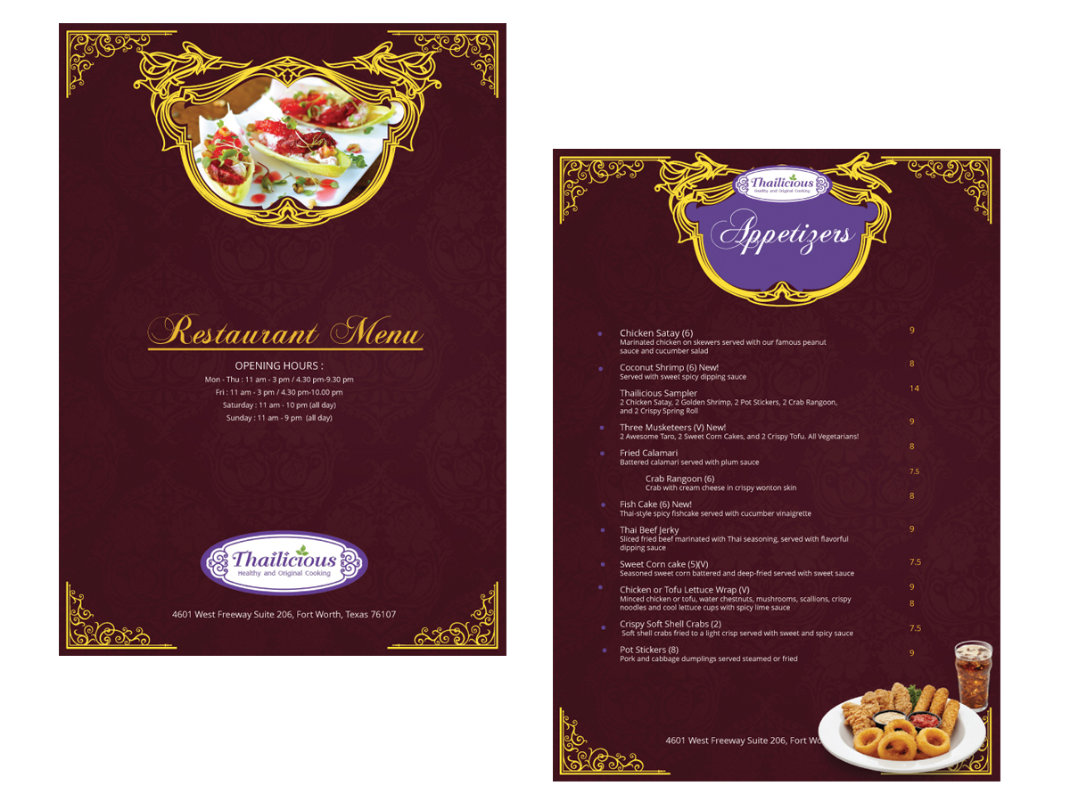 Menu Design by roopaljain for Thailicious | Design #1875680