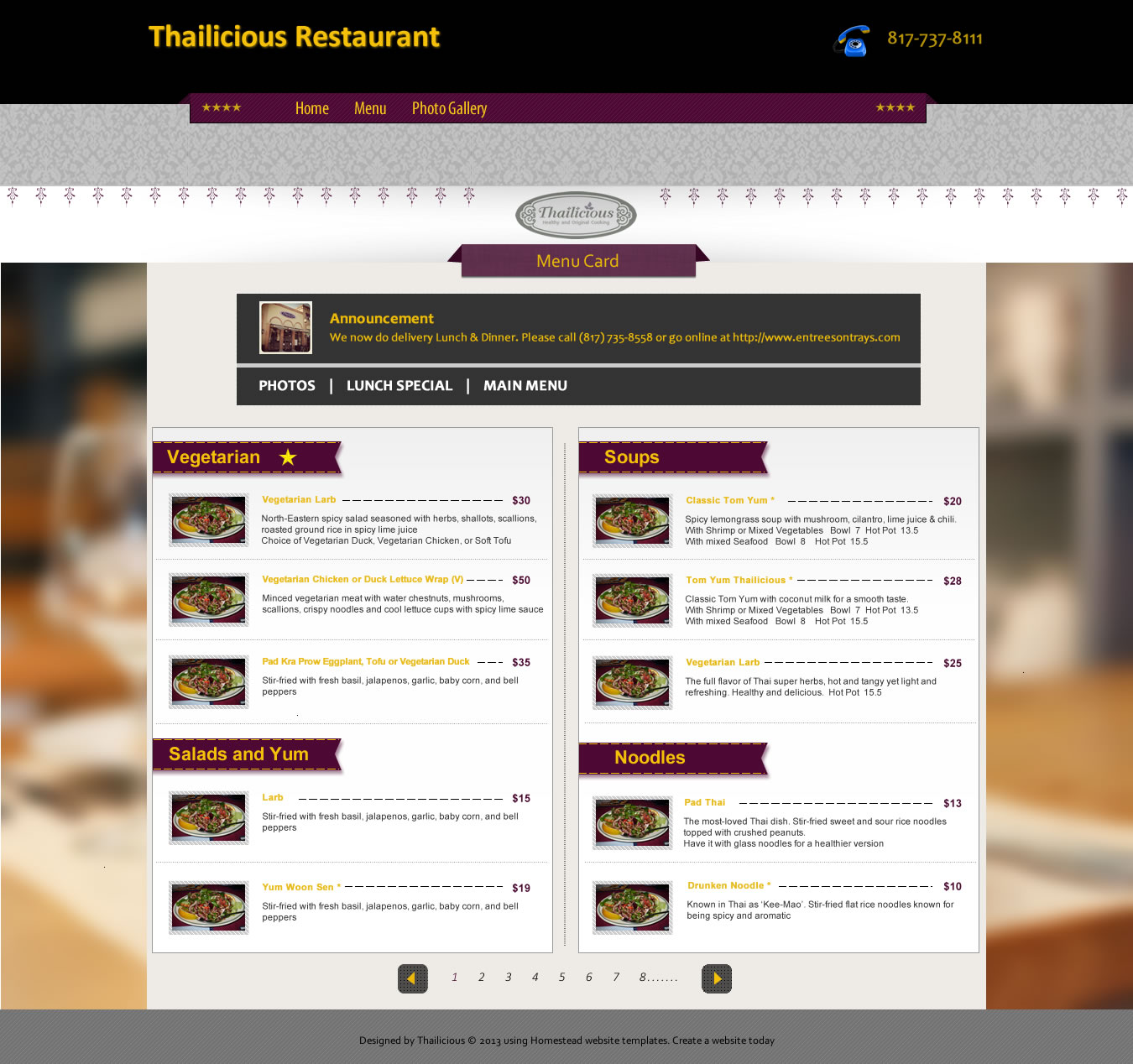 Diseño de Menú por TechWise para Thailicious | Diseño #1831974
