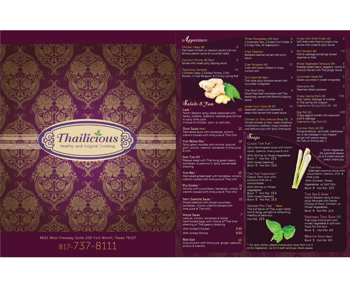 Diseño de Menú por Meow Mix para Thailicious | Diseño #1863157
