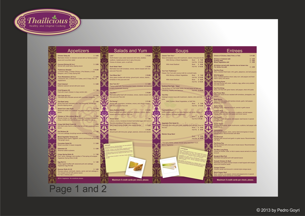 Menü-Design von IMAGE SOLUTION für Thailicious | Design #1855966