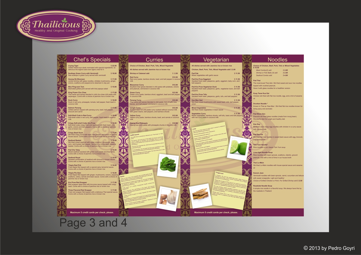 Menü-Design von IMAGE SOLUTION für Thailicious | Design #1855968