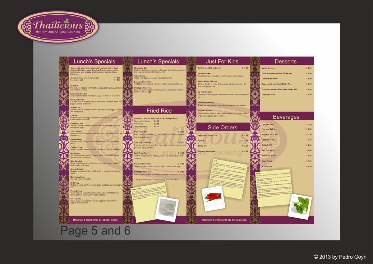 Menu Design by IMAGE SOLUTION for Thailicious | Design #1855970