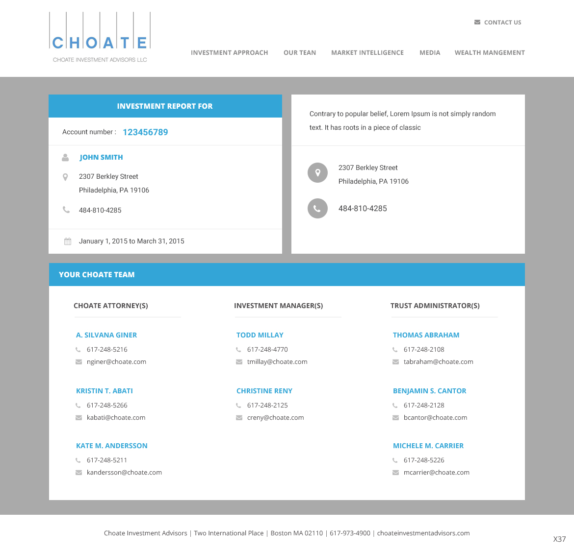 Web-Design von pb für Choate Investment Advisors | Design #6424373