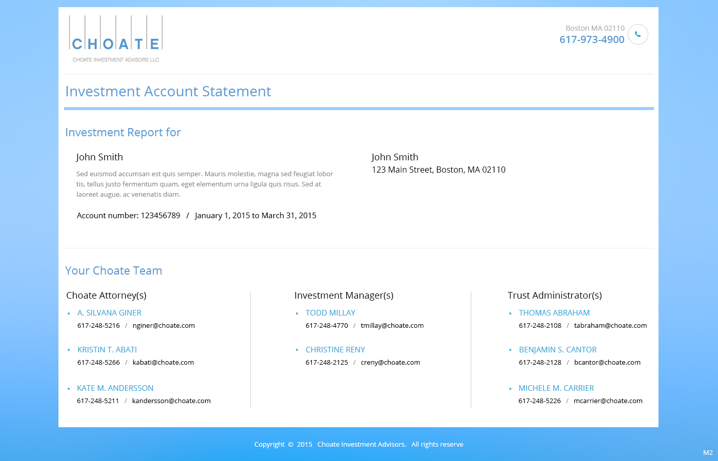 Web Design by pb for Choate Investment Advisors | Design #6424376