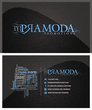 PRAMODA Promotions - Business Card Design Project | Business Card Design by diRtY.EMM
