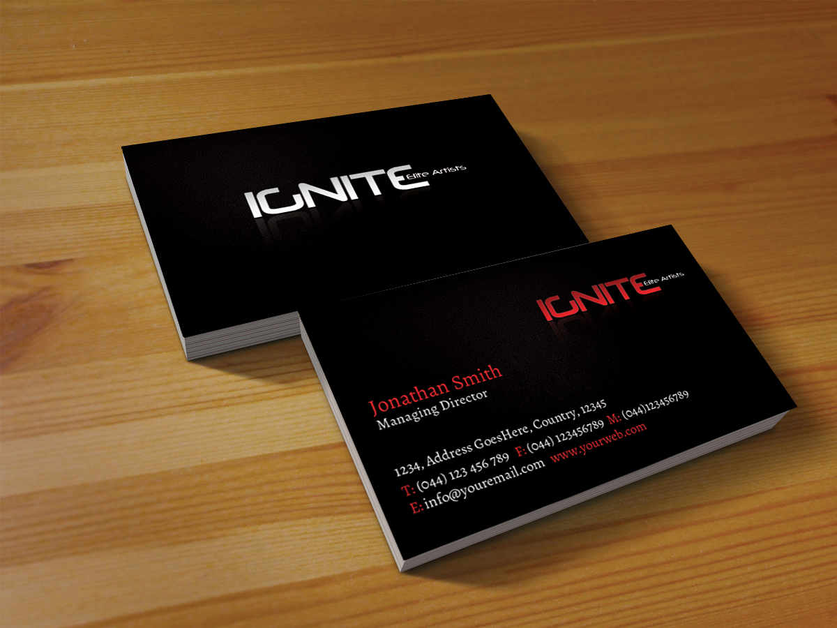 Business Card Design by Creations Box 2015 for Ignite Elite  Artists | Design #6387267
