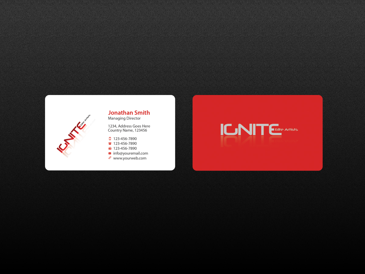 Business Card Design by Creations Box 2015 for Ignite Elite  Artists | Design #6387279