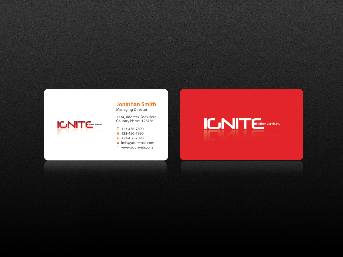 Business Card Design by Creations Box 2015 for Ignite Elite  Artists | Design #6393103