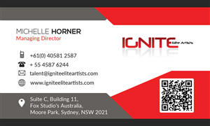 Business Card Design by Liliana Johnson for Ignite Elite  Artists | Design: #6378198