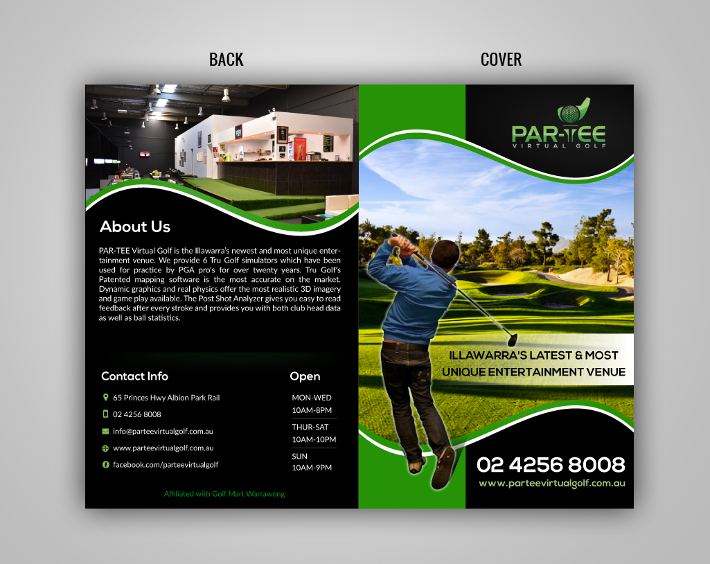 Diseño de Brochure por pivotaldesign.biz para Par-Tee Virtual Golf | Diseño #6398297