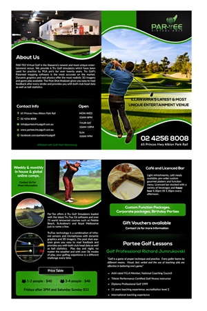 Brochure Design by pivotaldesign.biz for Par-Tee Virtual Golf | Design: #6448767