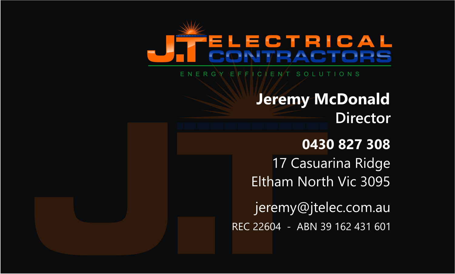 Logo Design by R16 for J.T Electrical Contractors Pty Ltd | Design #25734247
