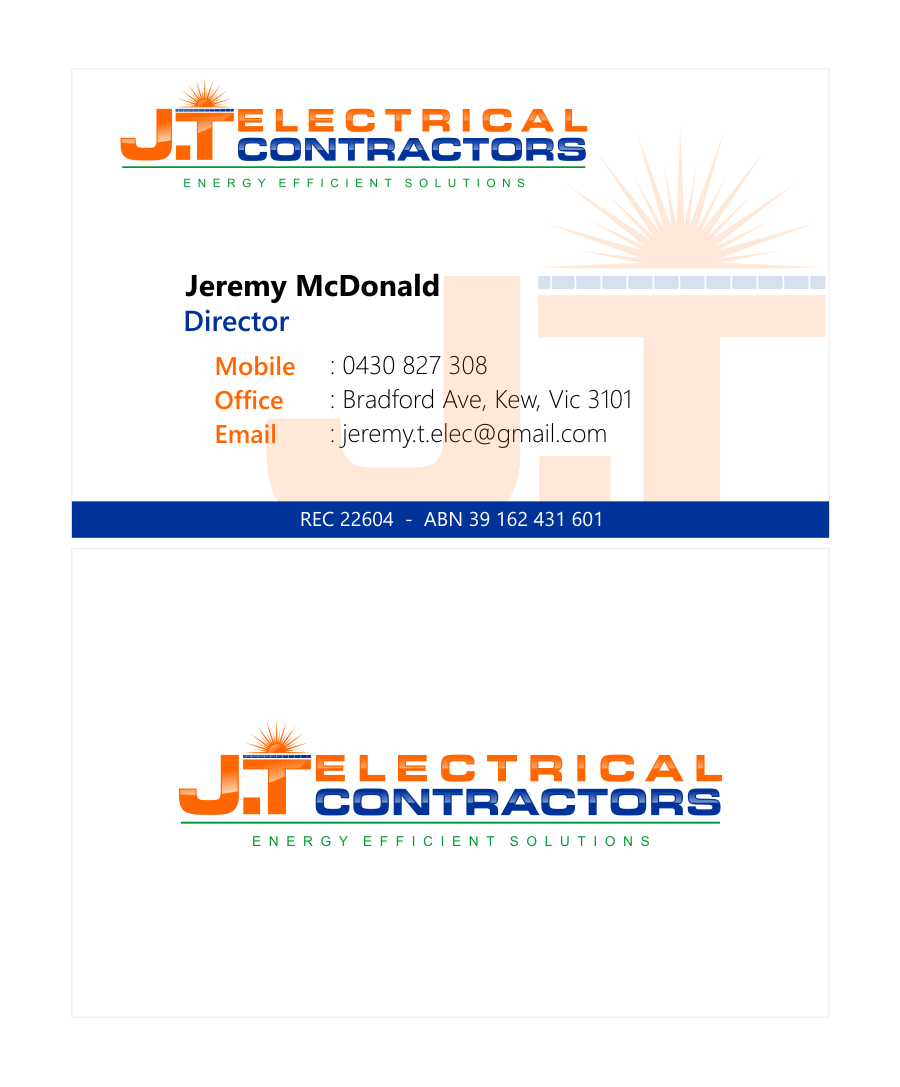 Logo Design by R16 for J.T Electrical Contractors Pty Ltd | Design #6511821