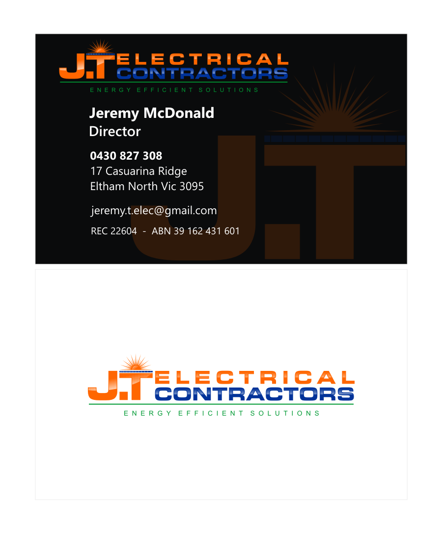 Logo Design by R16 for J.T Electrical Contractors Pty Ltd | Design #6515165