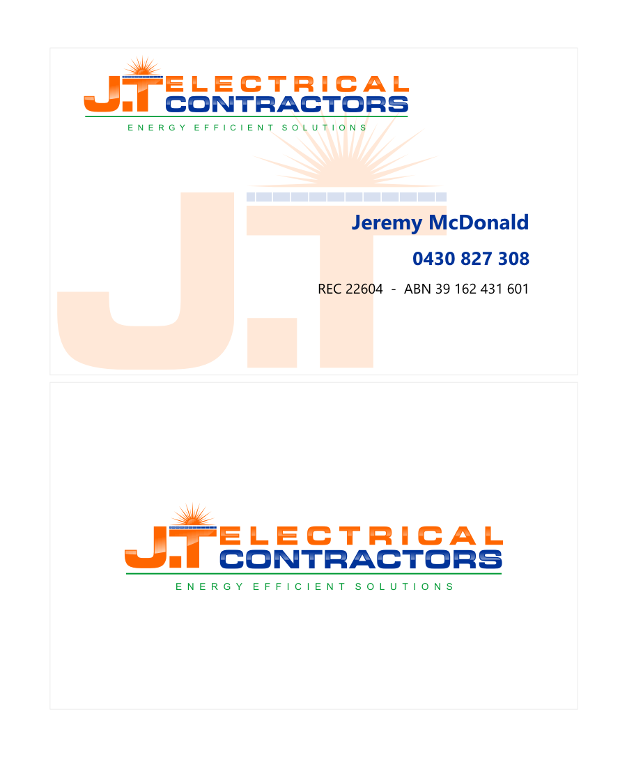 Logo Design by R16 for J.T Electrical Contractors Pty Ltd | Design #6542687