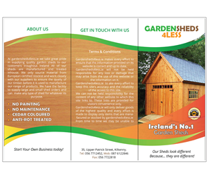 Brochure Design by Designer Destiny for Garden Sheds Ireland | Design #6441043