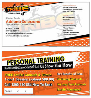 Tribe - Adventurous, Fun, Exciting, Social Fitness Club needs a Biz Card/Promo Card with Attitude!  | Business Card Design by NILDesigns