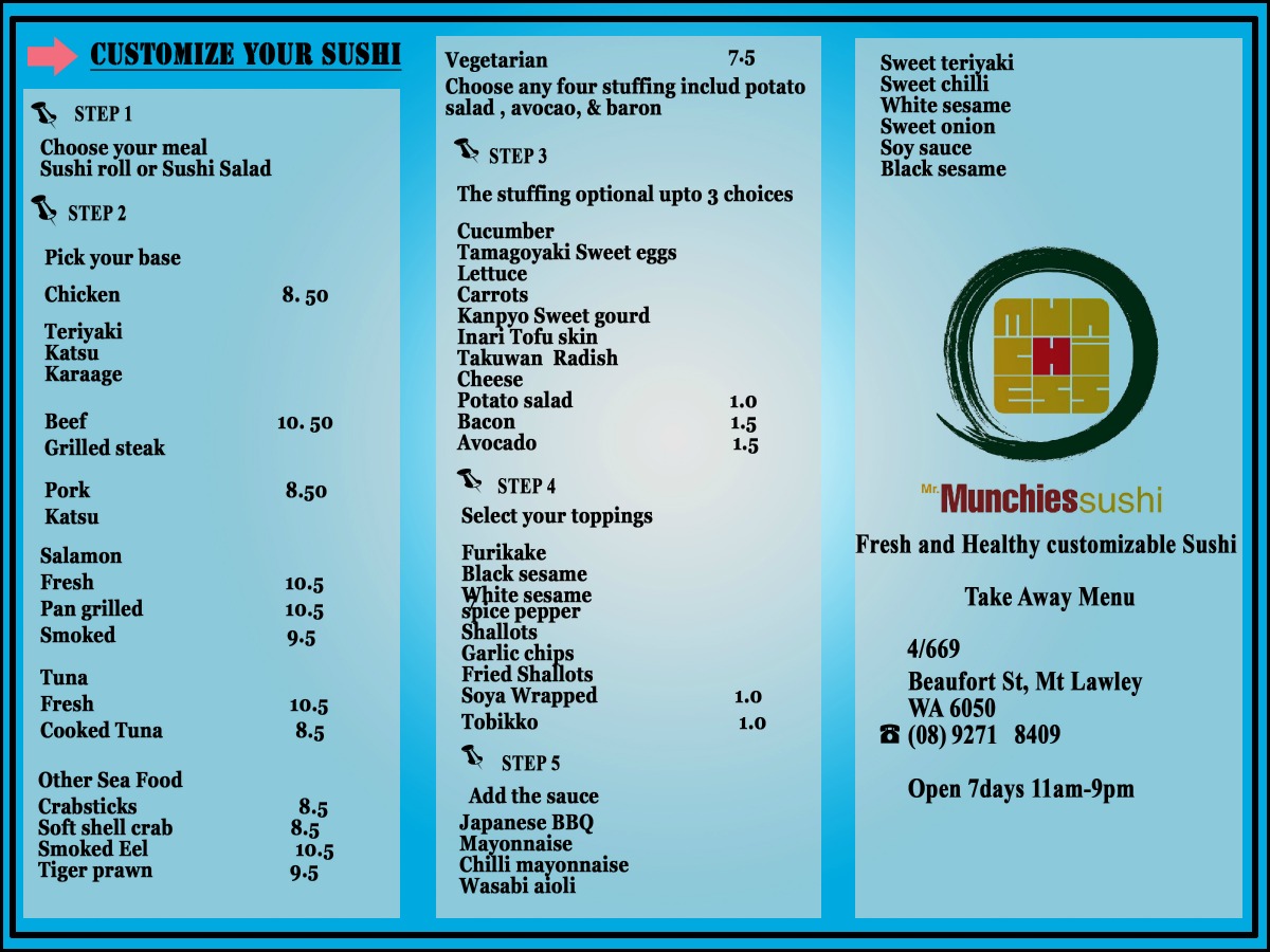 Menu Design by Älêêñå LõvêAllåh for Munchies Food Pty Ltd | Design #1711262