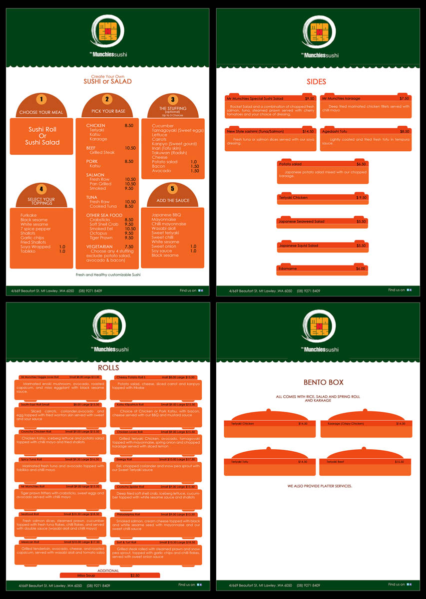 Menu Design by Jins Joseph for Munchies Food Pty Ltd | Design #1718327