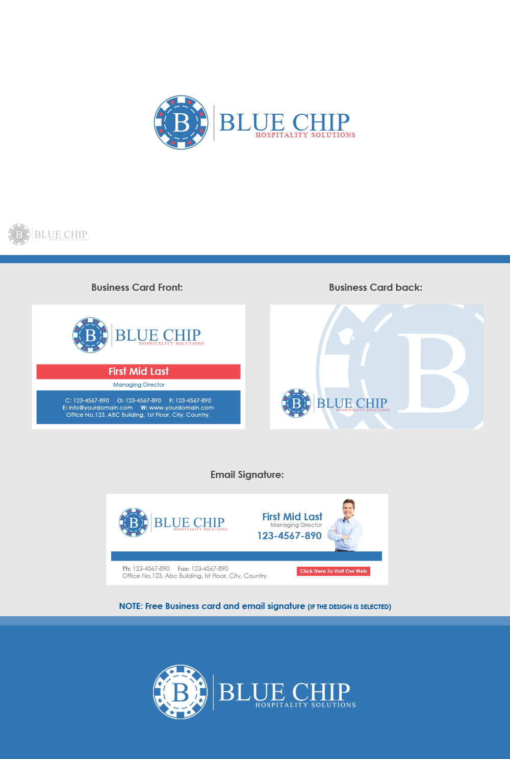 Logo Design by Moustache-Graphics for Blue Chip Hospitality Solutions | Design #6496644