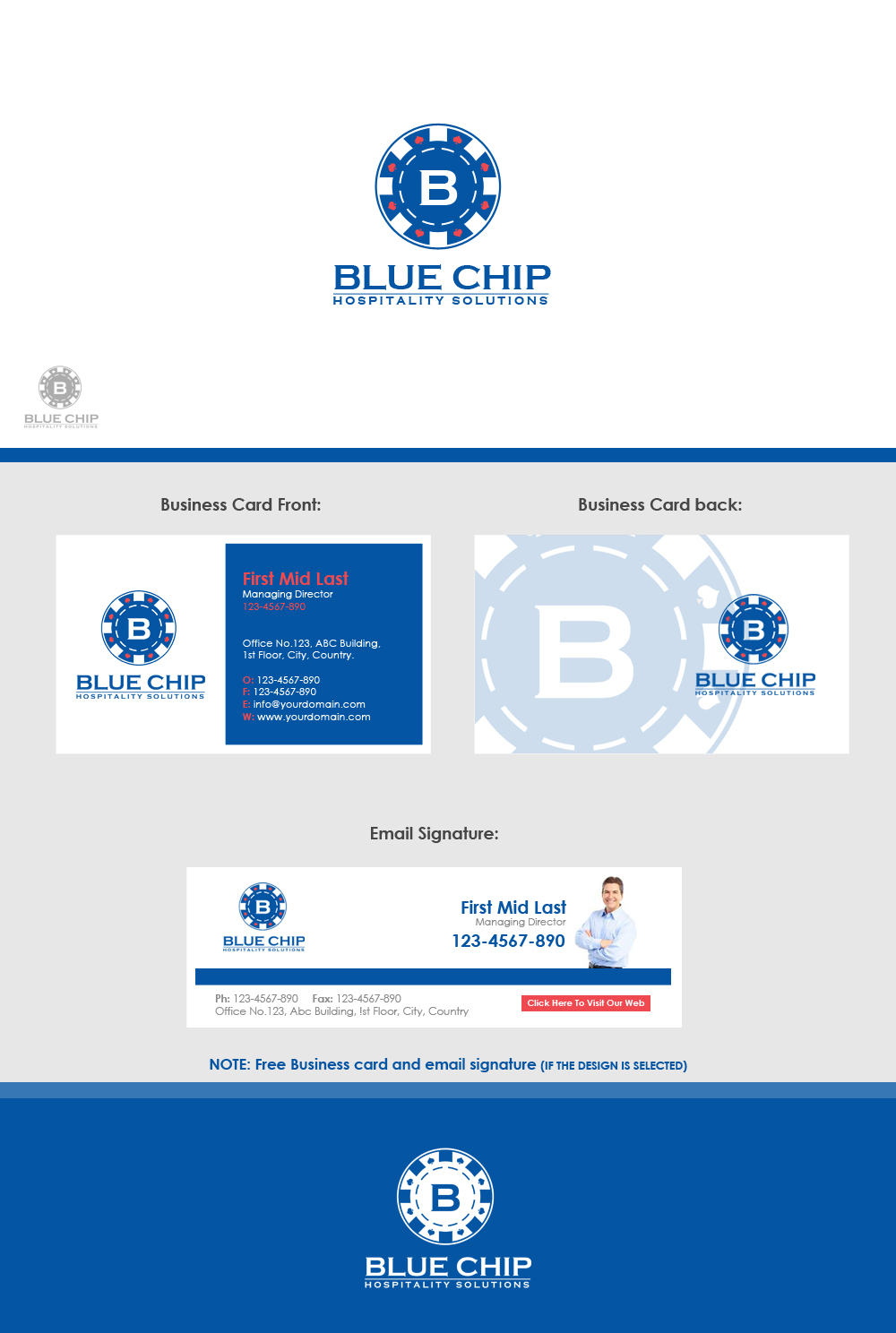 Logo-Design von Moustache-Graphics für Blue Chip Hospitality Solutions | Design #6499336