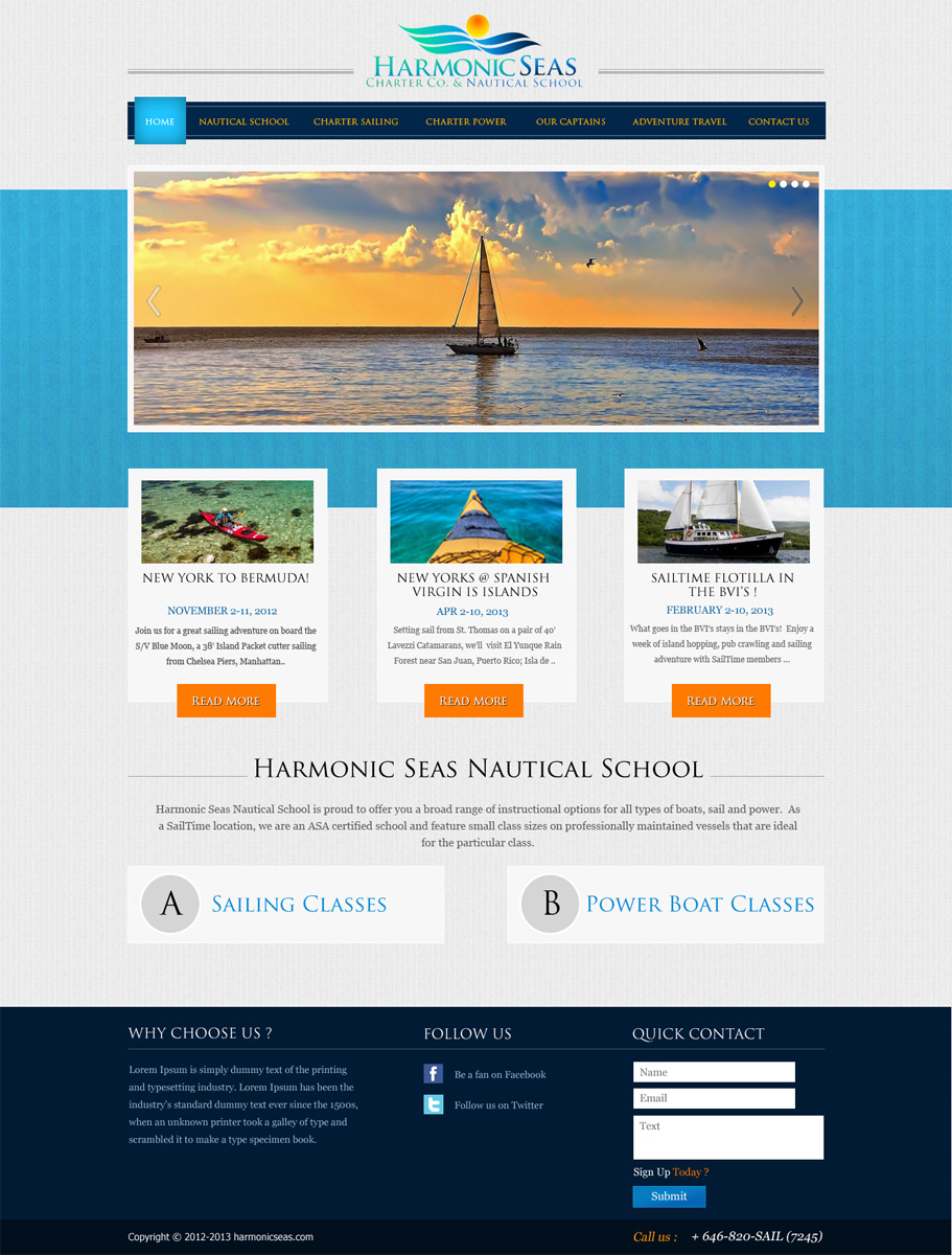 Web Design by logocreatorteam for Harmonic Seas | Design #1728287