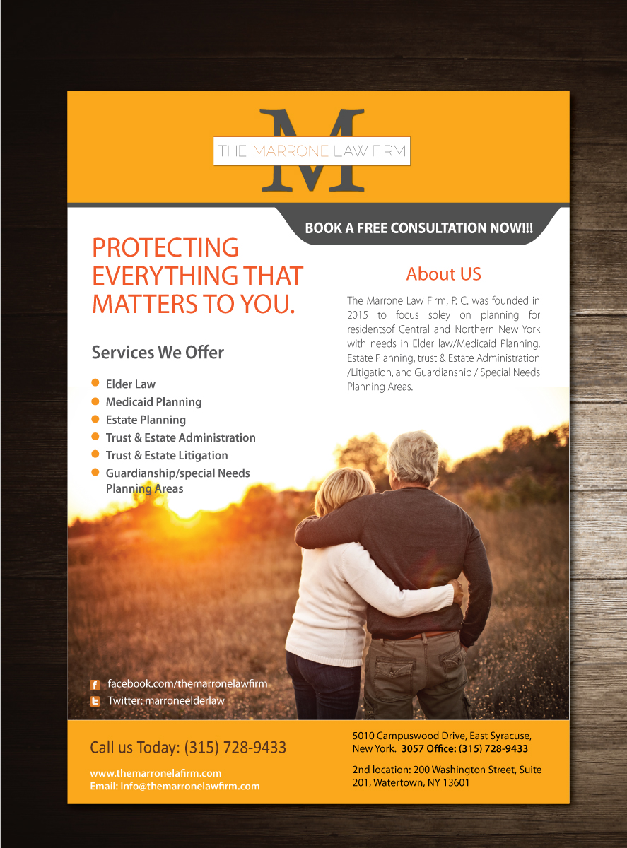 Flyer-Design von meet007 für The Marrone Law Firm, P.C. | Design #6481365