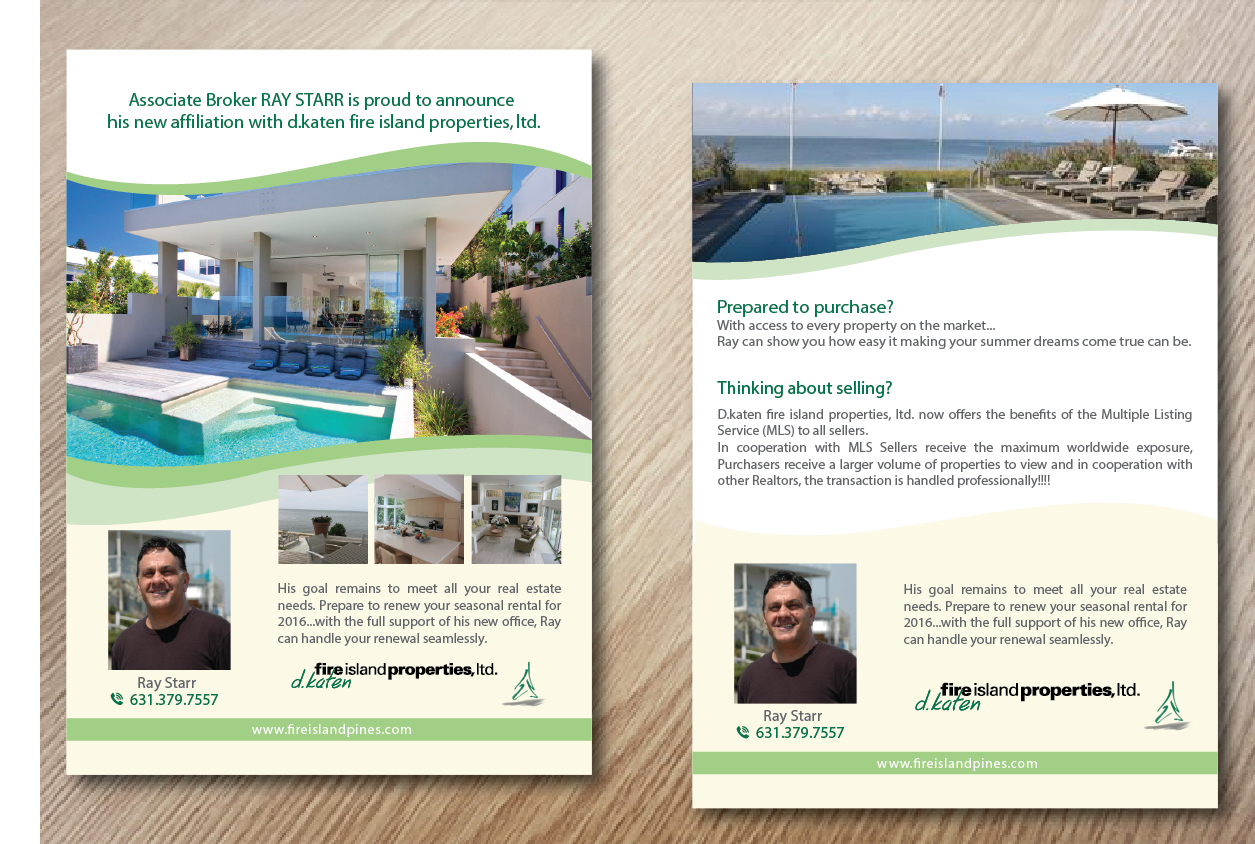 Diseño de Postal por alex989 para d.katen fire island properties, ltd. | Diseño #6480679