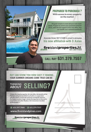 Postcard Design by debdesign for d.katen fire island properties, ltd. | Design #6579450
