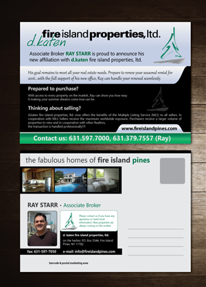 Postcard Design by meet007 for d.katen fire island properties, ltd. | Design: #6474573