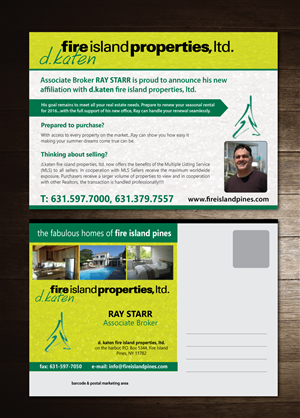 Diseño de Postal por meet007 para d.katen fire island properties, ltd. | Diseño: #6475209