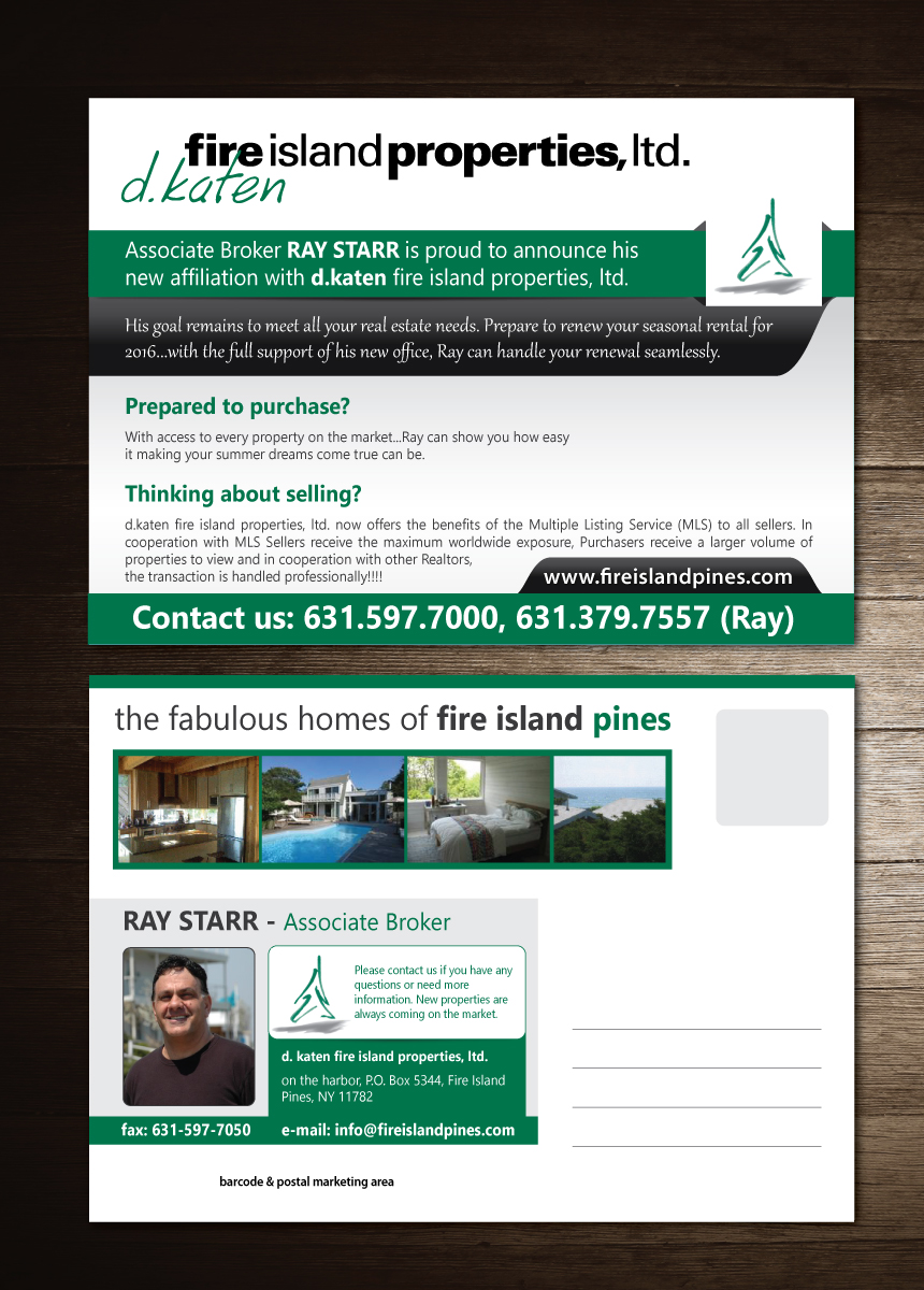 Diseño de Postal por meet007 para d.katen fire island properties, ltd. | Diseño #6591202