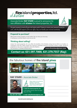 Postcard Design by meet007 for d.katen fire island properties, ltd. | Design: #6591202