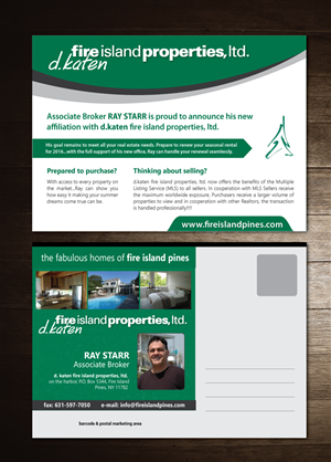 Postcard Design by meet007 for d.katen fire island properties, ltd. | Design: #6591465