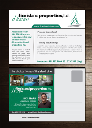 Diseño de Postal por meet007 para d.katen fire island properties, ltd. | Diseño: #6593078