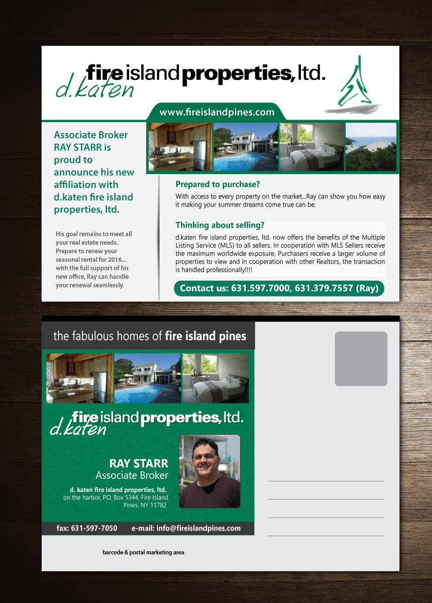Diseño de Postal por meet007 para d.katen fire island properties, ltd. | Diseño #6593143