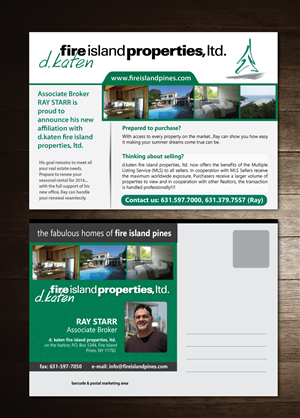 Diseño de Postal por meet007 para d.katen fire island properties, ltd. | Diseño: #6593143