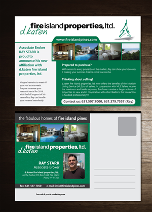 Diseño de Postal por meet007 para d.katen fire island properties, ltd. | Diseño: #6593180