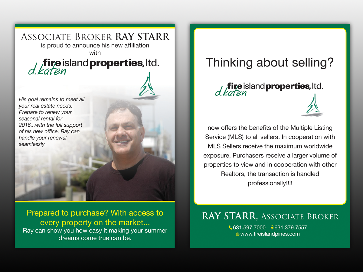 Postcard Design by Mon01 for d.katen fire island properties, ltd. | Design #6478970