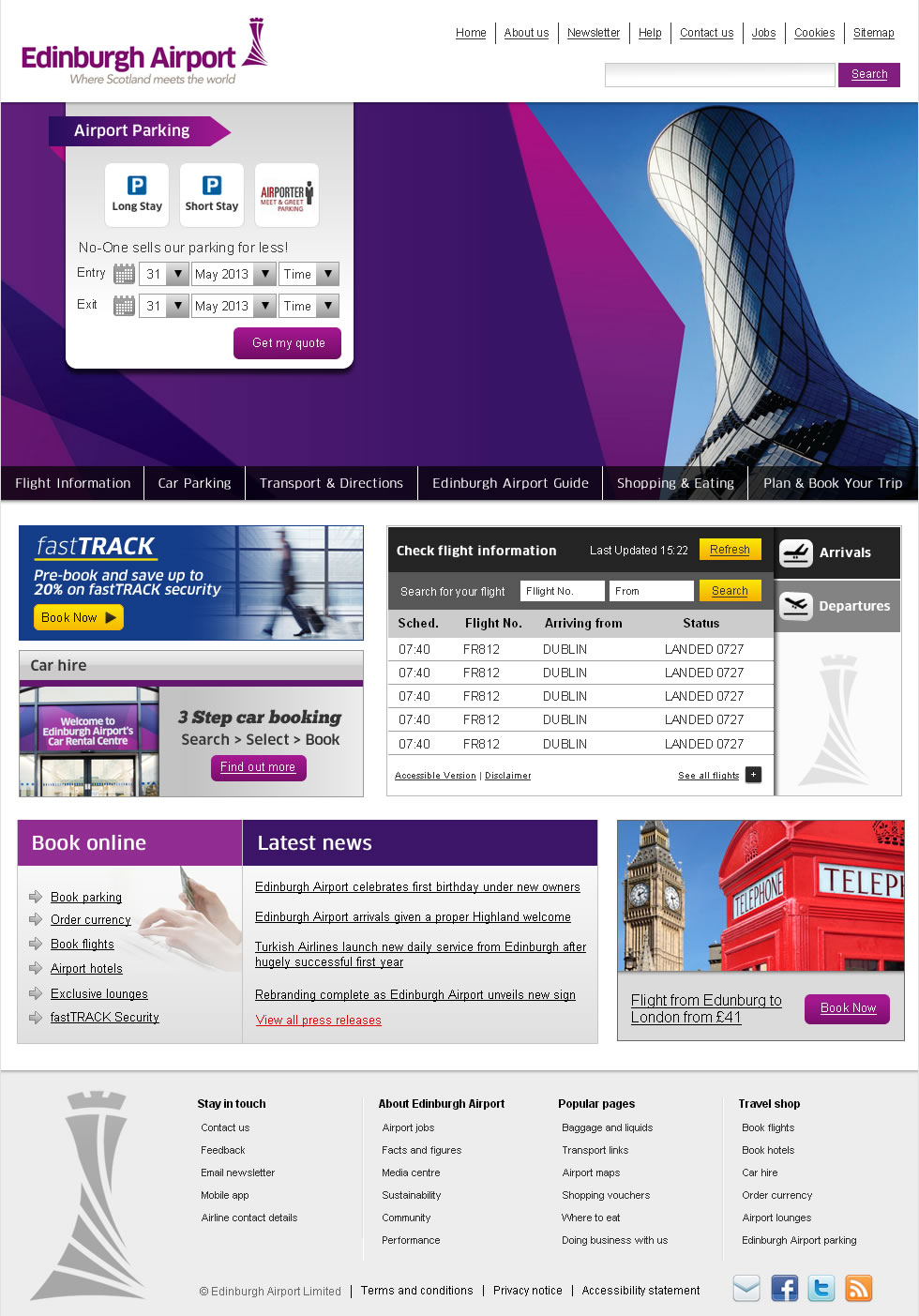 Web Design by Agile Invention for Edinburgh Airport | Design #1919305