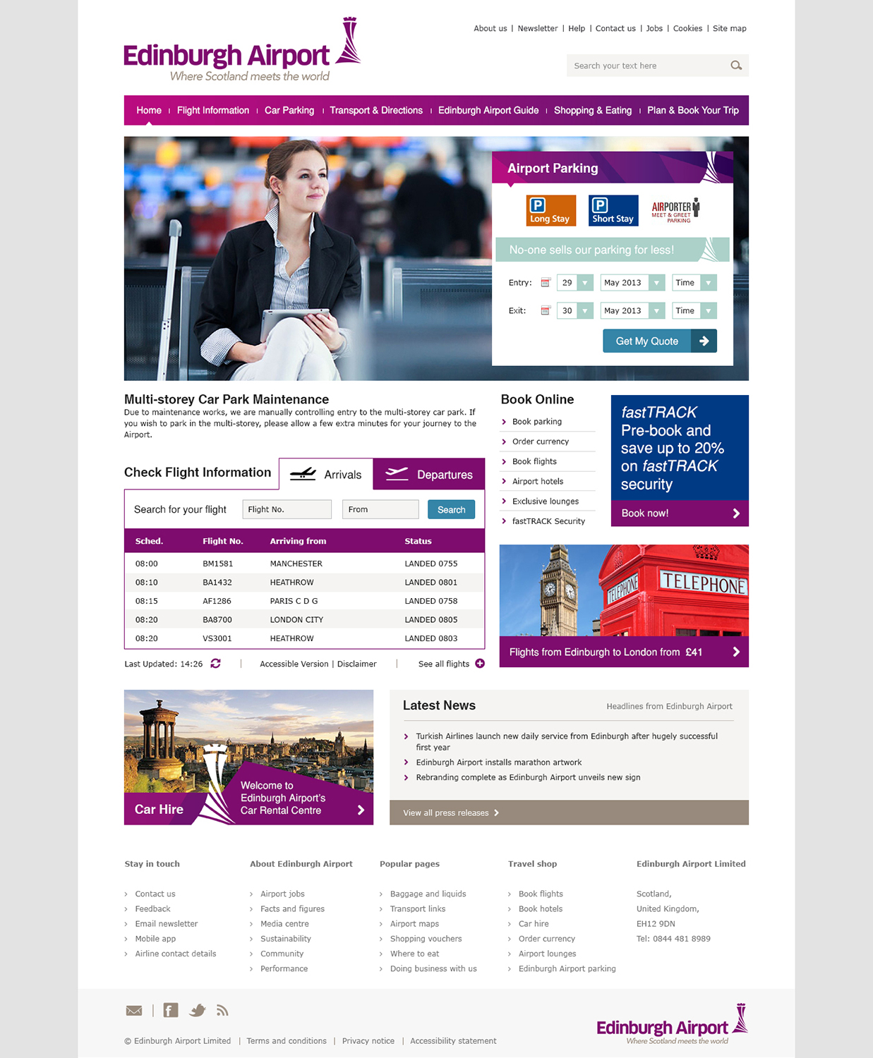 Web Design by James for Edinburgh Airport | Design #1863161