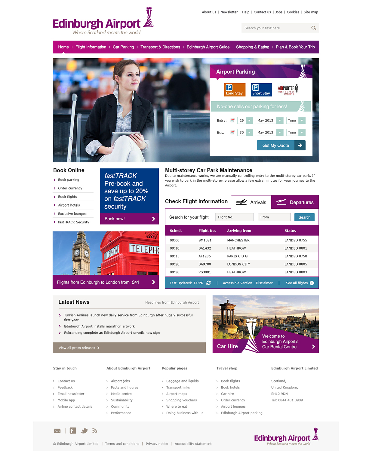 Web Design by James for Edinburgh Airport | Design #1867618