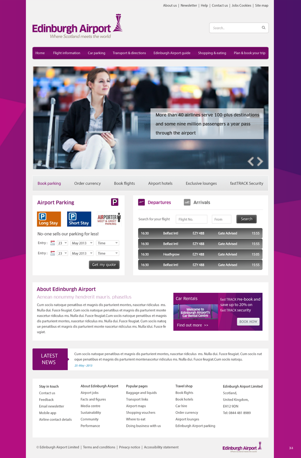 Web Design by pb for Edinburgh Airport | Design #1853474