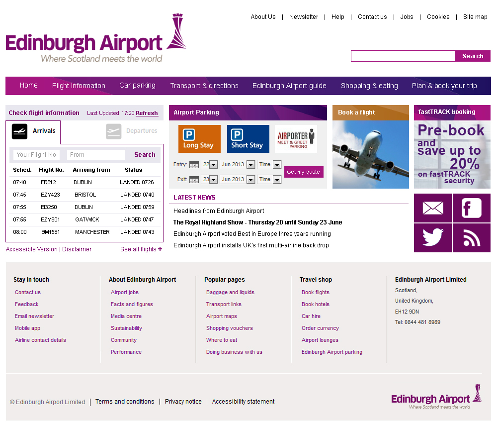 Web Design by Reuben for Edinburgh Airport | Design #1971650