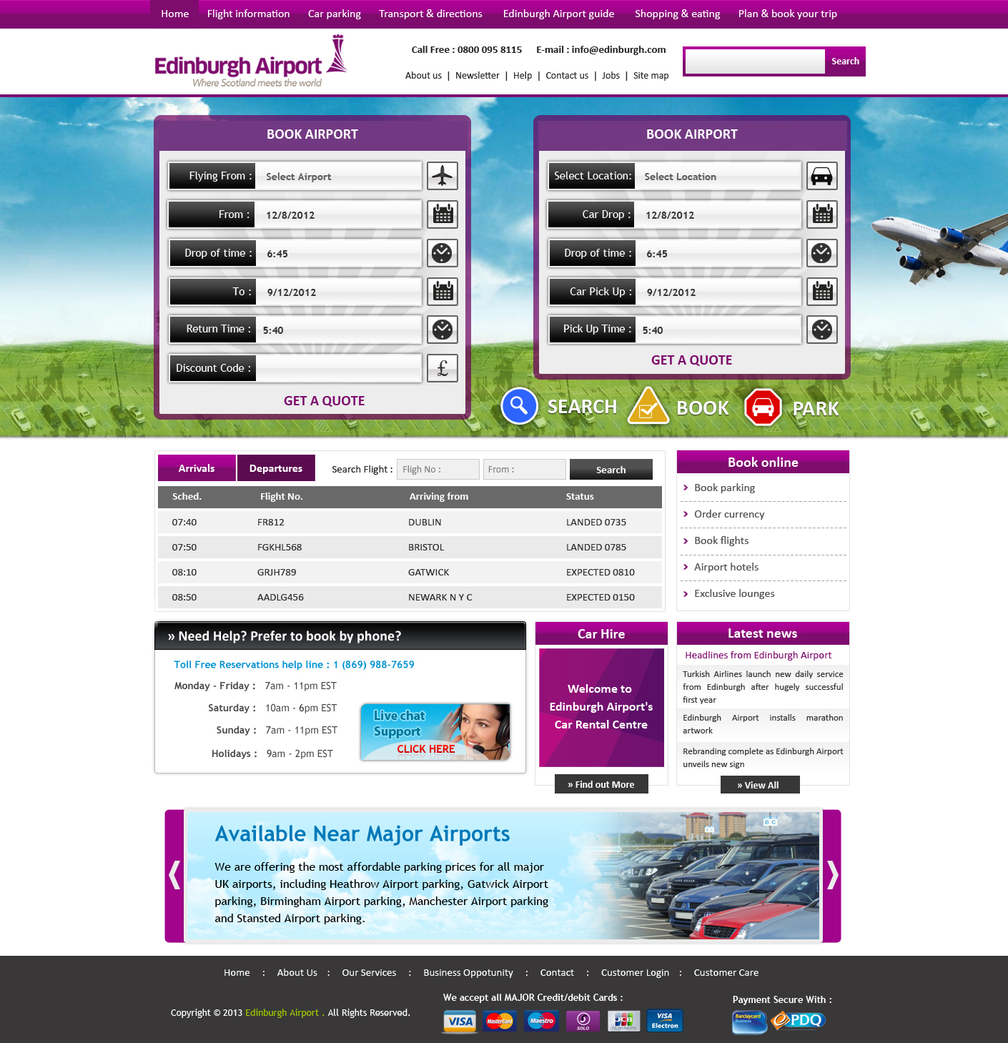 Web Design par sandeepkhunt pour Edinburgh Airport | Design #1847148