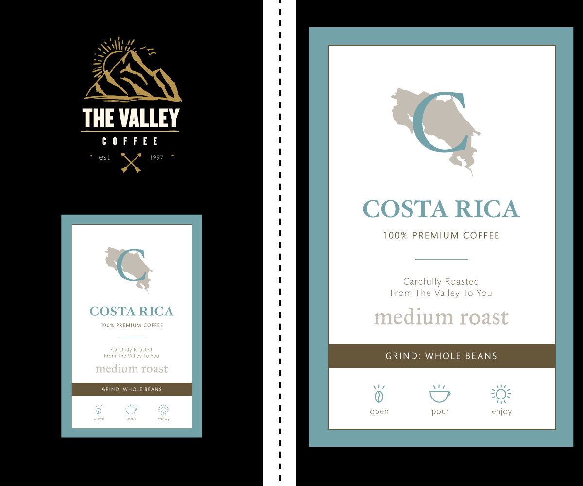 Diseño de Etiqueta por ReadyRed para Valleys Coffee | Diseño #6577461