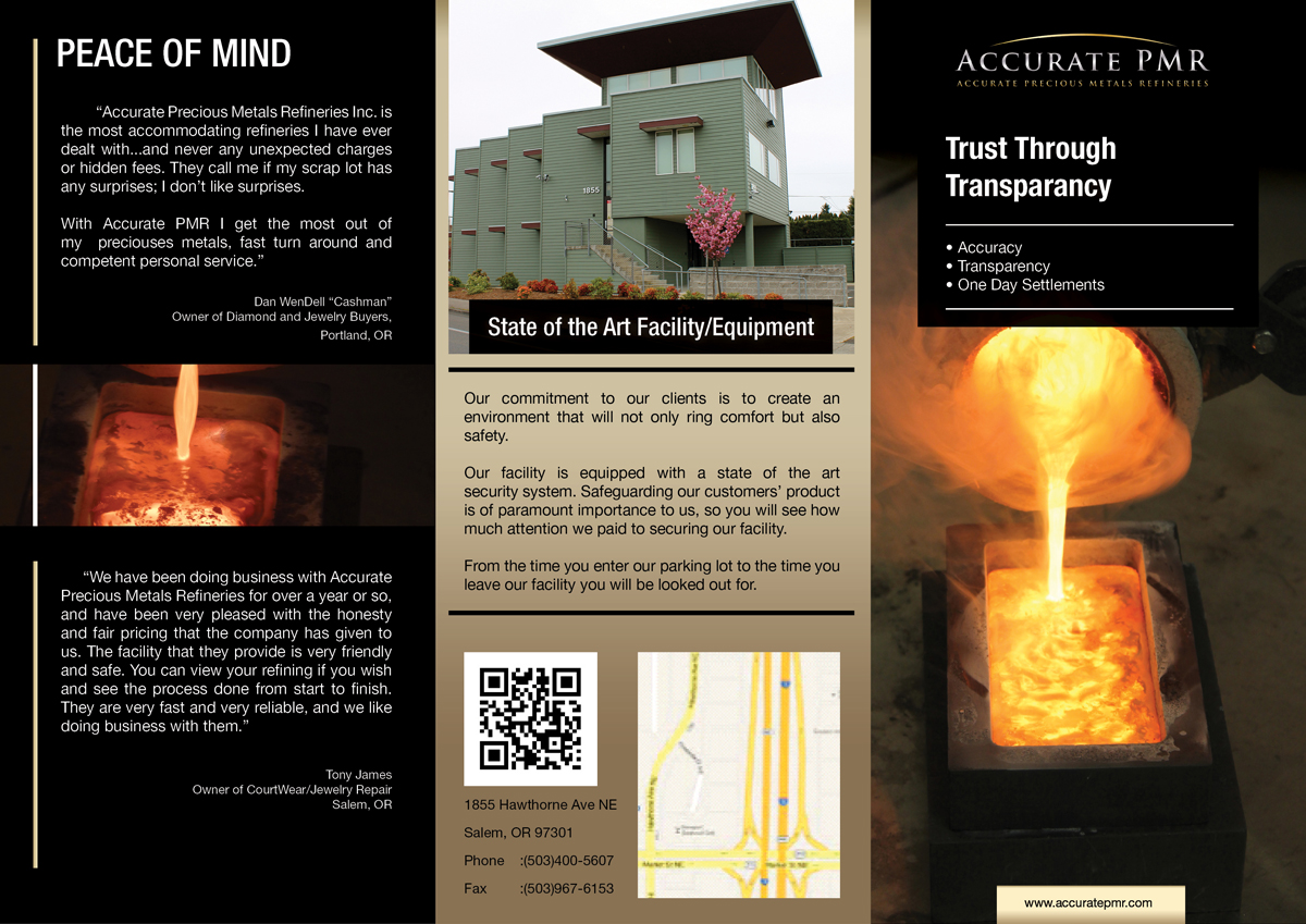Brochure Design by Visualland for Accurate Precious Metals Refineries Inc. | Design #1730552